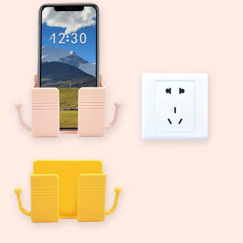 Wall-Mounted Remote Control Rack with Phone Charging Stand for Home Office Decor