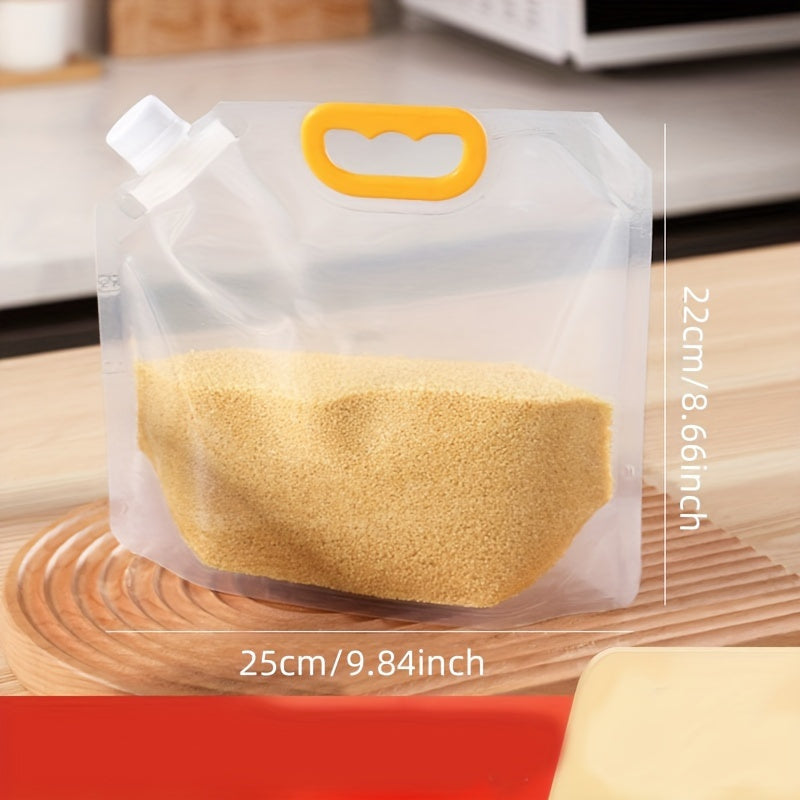 5 ta qayta ishlatiladigan oziq-ovqat saqlash sumkasi, spout bilan, oqib ketmas, namlikka chidamli shaffof plastmassa bilan