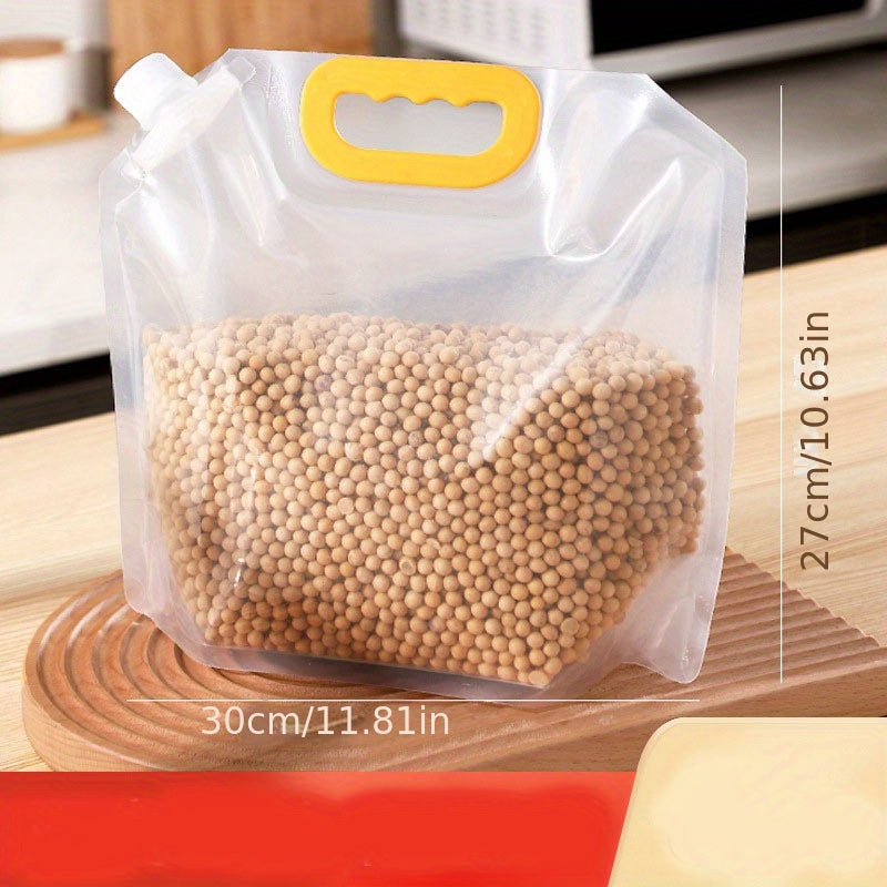 5 ta qayta ishlatiladigan oziq-ovqat saqlash sumkasi, spout bilan, oqib ketmas, namlikka chidamli shaffof plastmassa bilan
