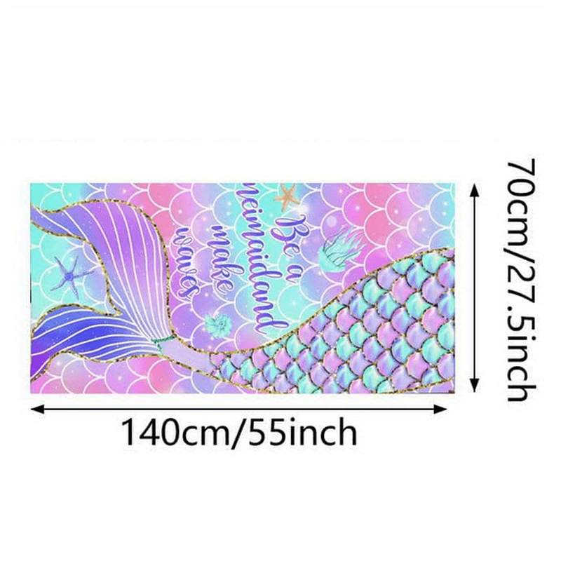 Ayollar uchun mermaid baliq qobiqlari naqshidagi suzish bathrobe, tez quriydigan va namni o'zlashtiruvchi, 70*140 sm yoki 90*180 sm o'lchamlarida mavjud. Plyaj, basseyn yoki sport uchun mukammal.