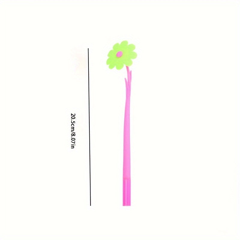 Набор из 8 гелевых ручек с цветами, 0,5 мм, тонкий наконечник, чернила черного цвета, ассорти цветов для школы и офиса