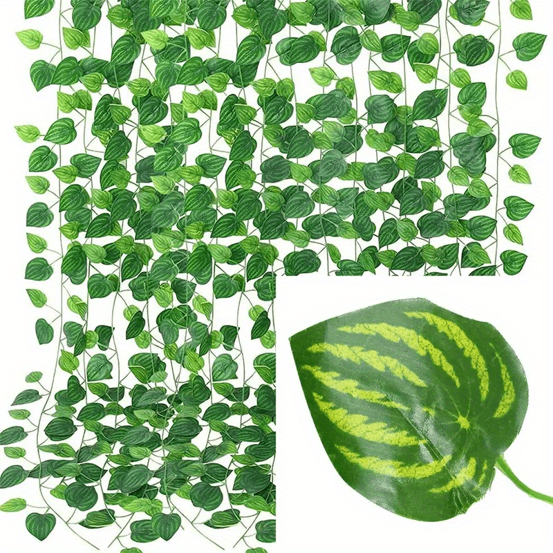 6 реалистичных искусственных плющевых гирлянд - идеально подходят для домашнего декора, стен, спален, патио, праздничных украшений и поделок. Включены материалы из смолы.