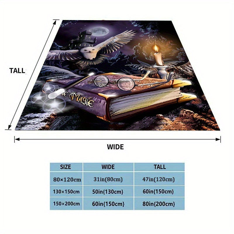 Halloween Gothic Owl Printed Flannel Blanket for Home Sofa Bed Travel and Office