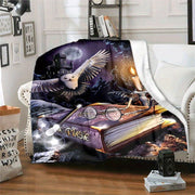 Halloween Gothic Owl Printed Flannel Blanket for Home Sofa Bed Travel and Office