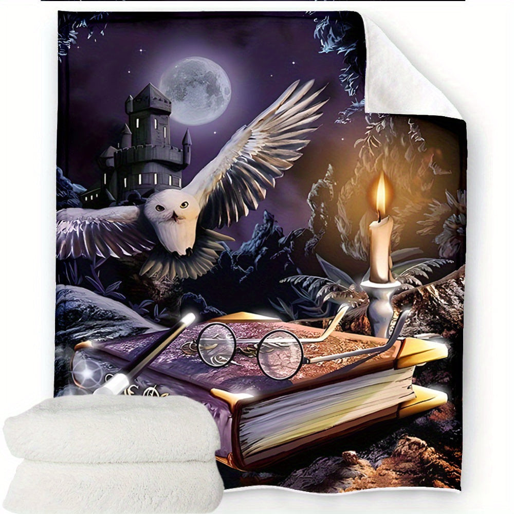 Halloween Gothic Owl Printed Flannel Blanket for Home Sofa Bed Travel and Office