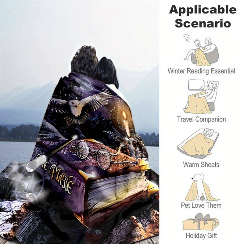 Halloween Gothic Owl Printed Flannel Blanket for Home Sofa Bed Travel and Office