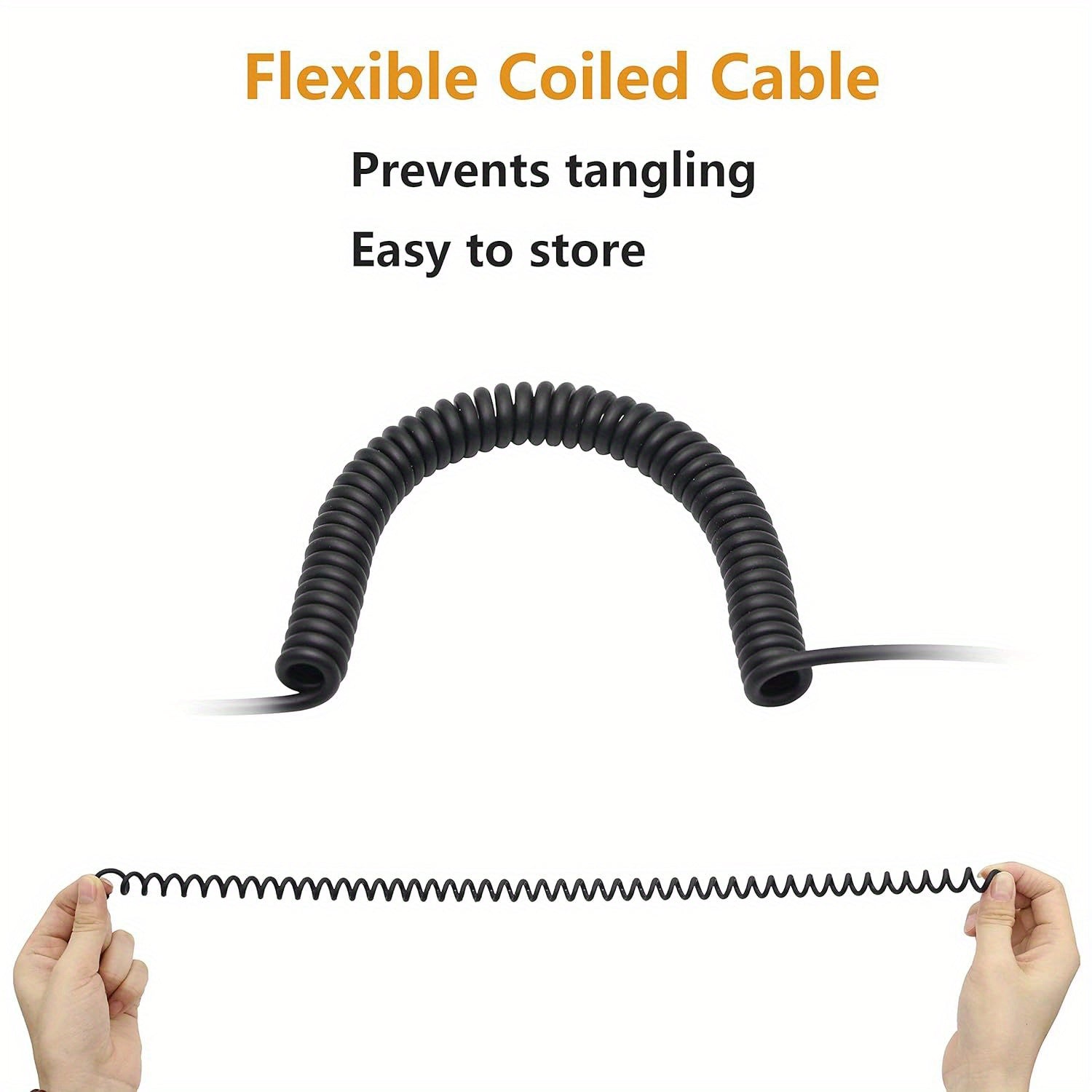 Coiled 3.5mm Male to Male Stereo Audio Cable for Car Smartphone Tablet Black