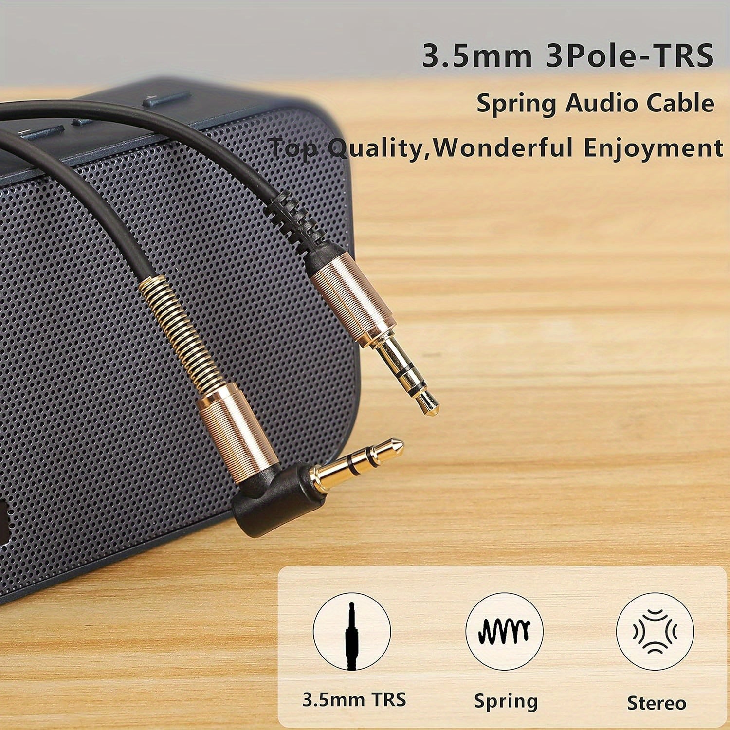 Coiled 3.5mm Male to Male Stereo Audio Cable for Car Smartphone Tablet Black