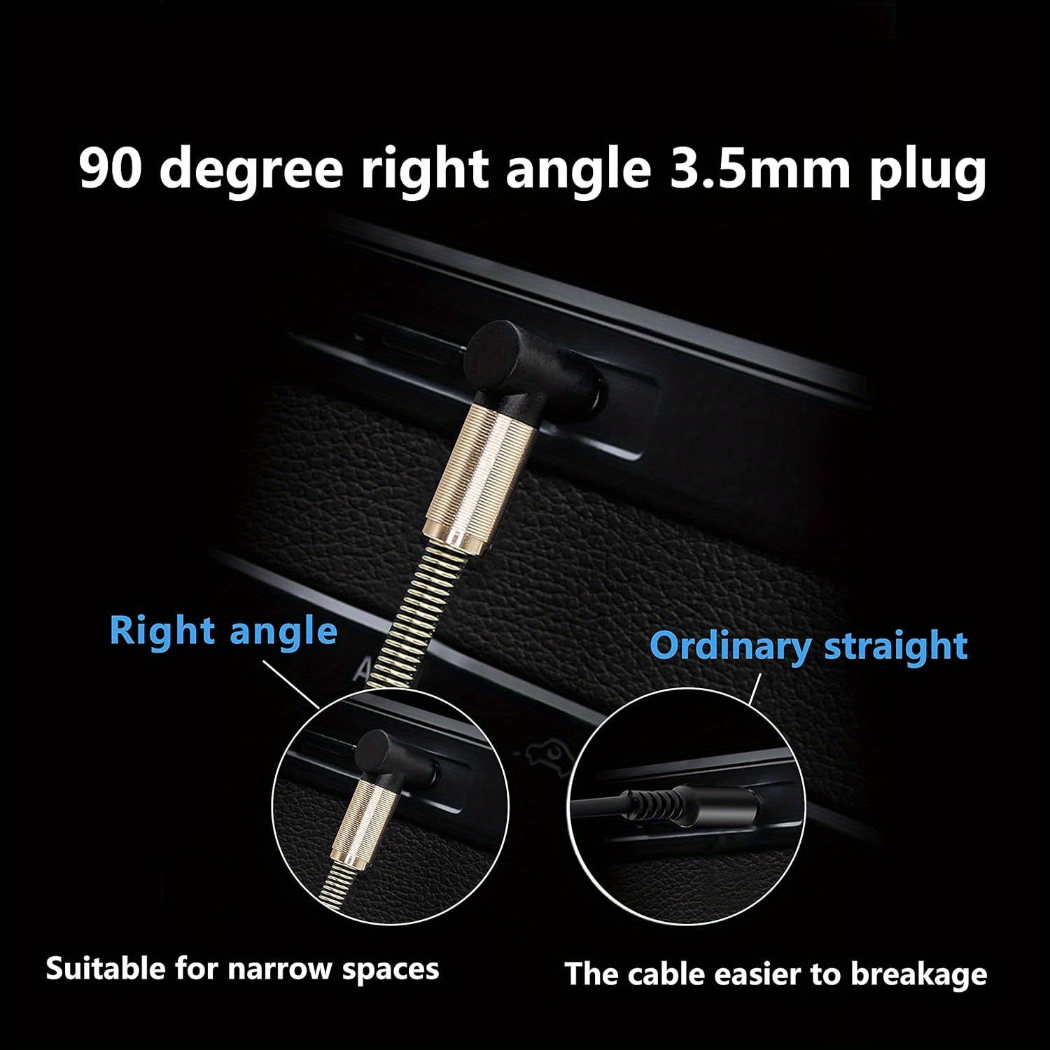 Coiled 3.5mm Male to Male Stereo Audio Cable for Car Smartphone Tablet Black