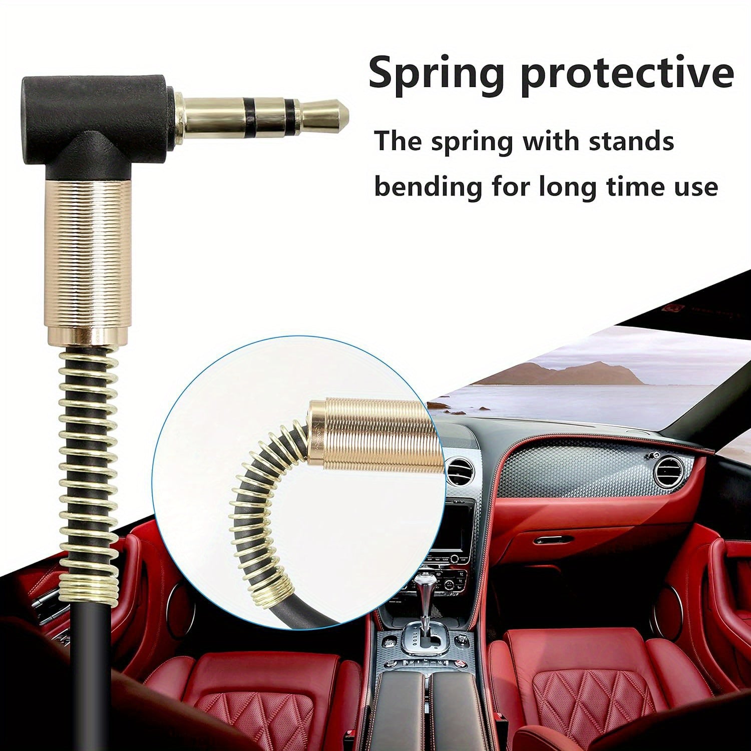 Coiled 3.5mm Male to Male Stereo Audio Cable for Car Smartphone Tablet Black