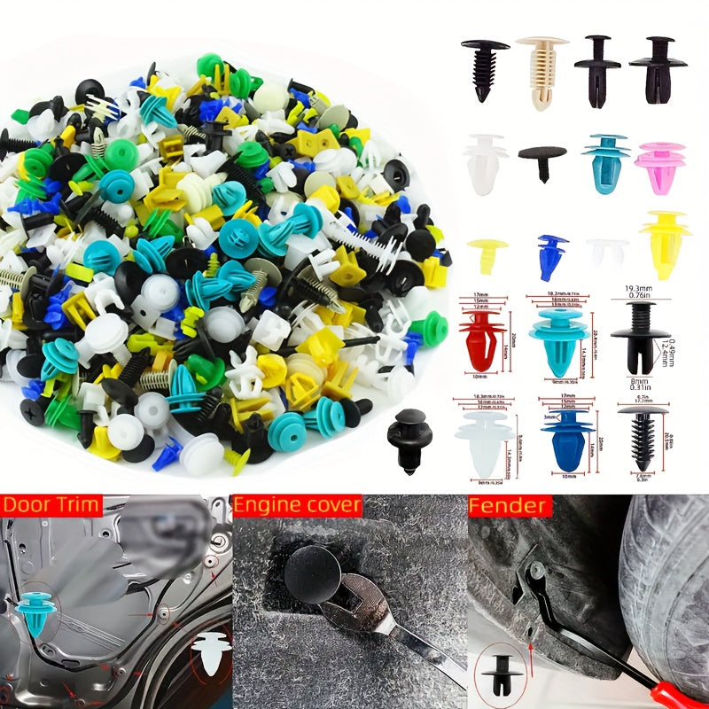 500pcs Universal Auto Fasteners Car Fender Push Retainer Pins Bumper Door Panel