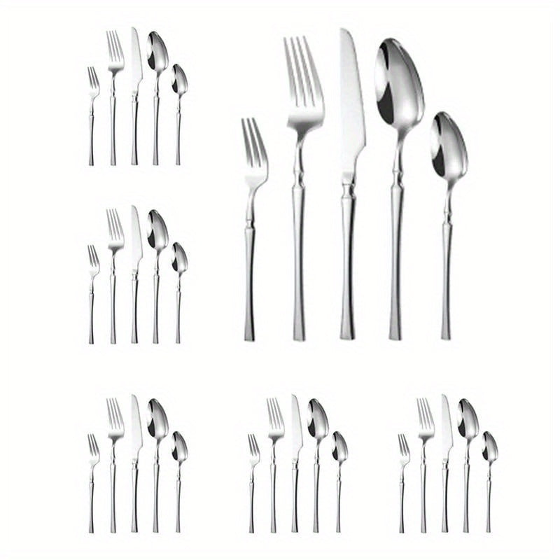 30-Piece Stainless Steel Tableware Set for Hotels Restaurants Banquets with Steak Knife Fork Spoon
