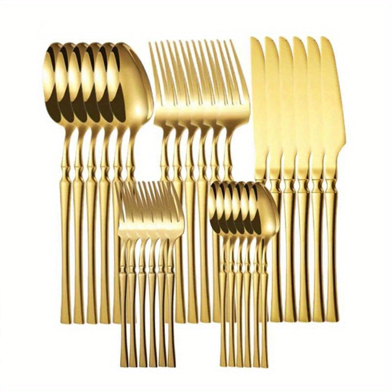 30-Piece Stainless Steel Tableware Set for Hotels Restaurants Banquets with Steak Knife Fork Spoon