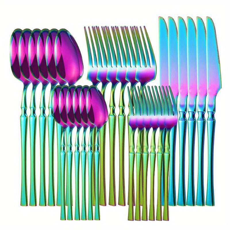 30-Piece Stainless Steel Tableware Set for Hotels Restaurants Banquets with Steak Knife Fork Spoon