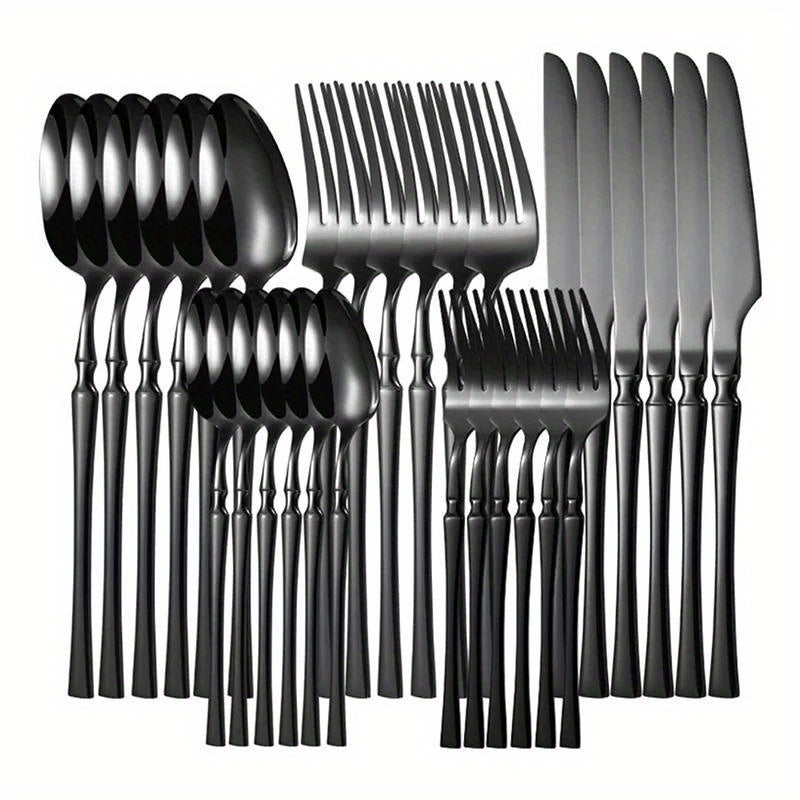 30-Piece Stainless Steel Tableware Set for Hotels Restaurants Banquets with Steak Knife Fork Spoon