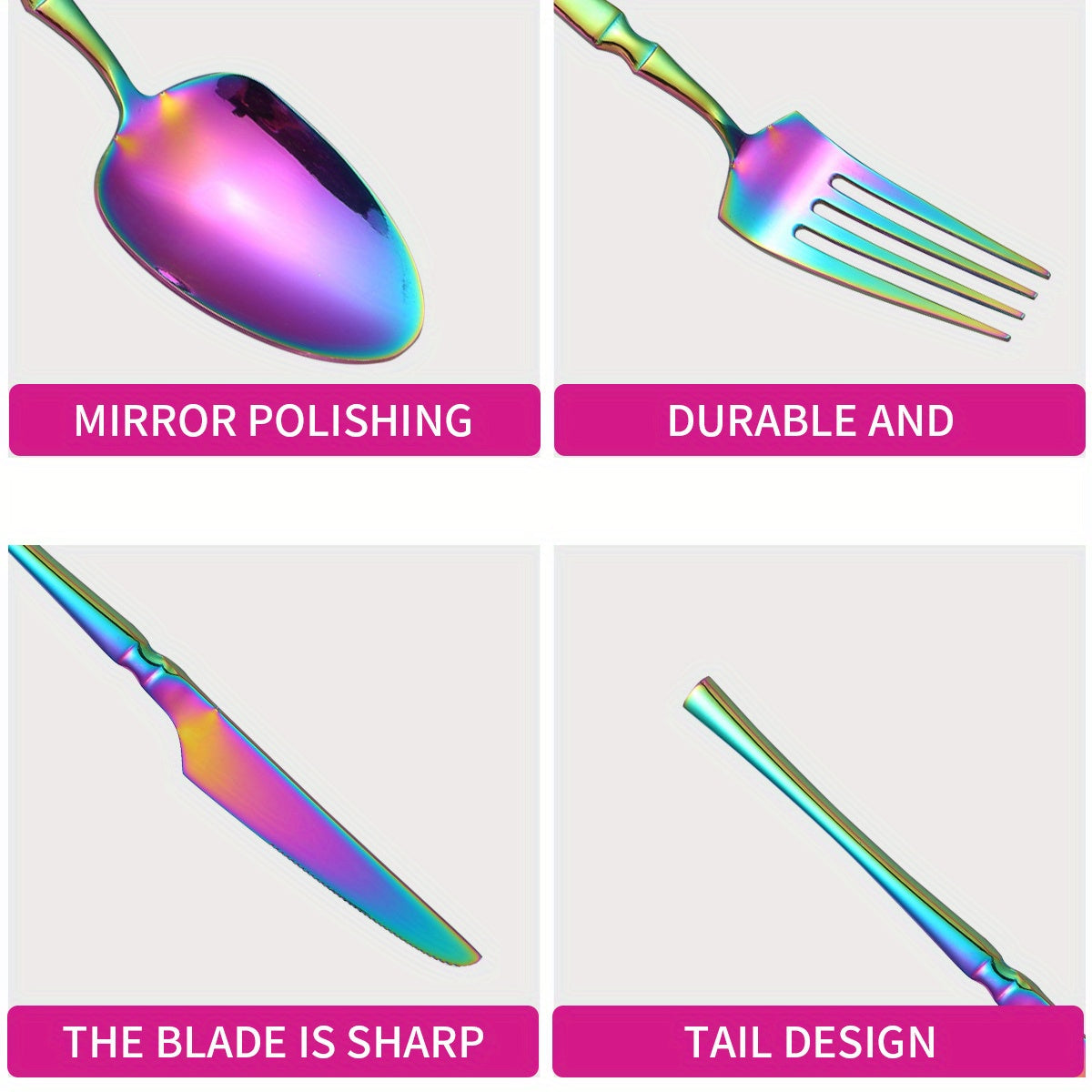 30-Piece Stainless Steel Tableware Set for Hotels Restaurants Banquets with Steak Knife Fork Spoon