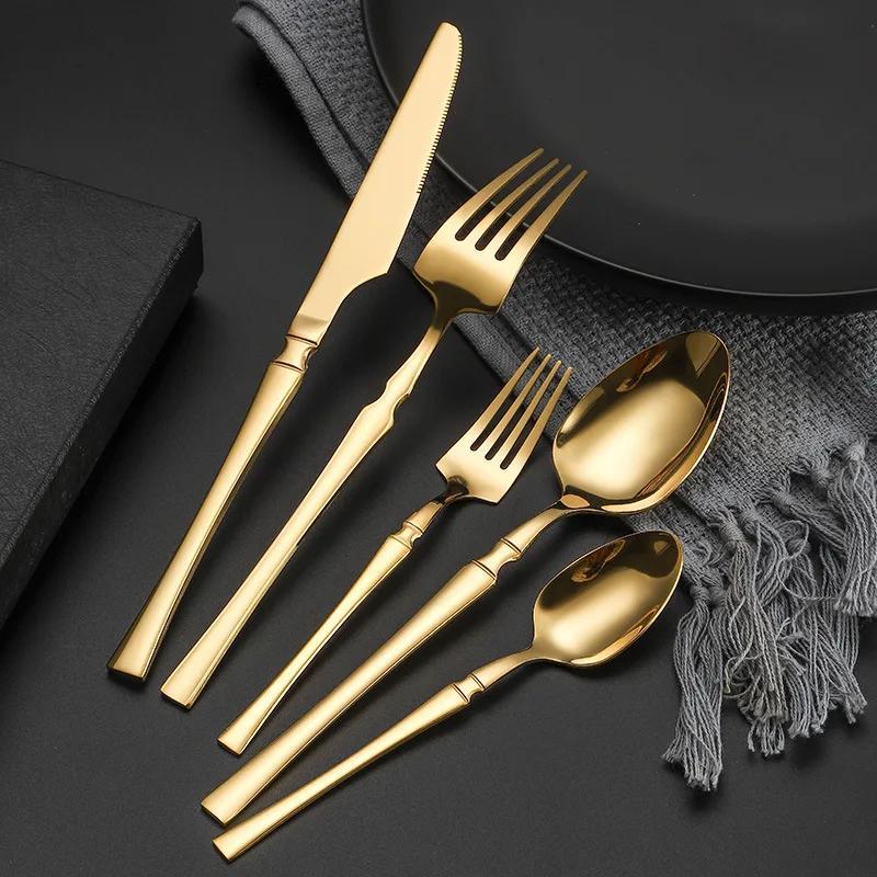 30-Piece Stainless Steel Tableware Set for Hotels Restaurants Banquets with Steak Knife Fork Spoon