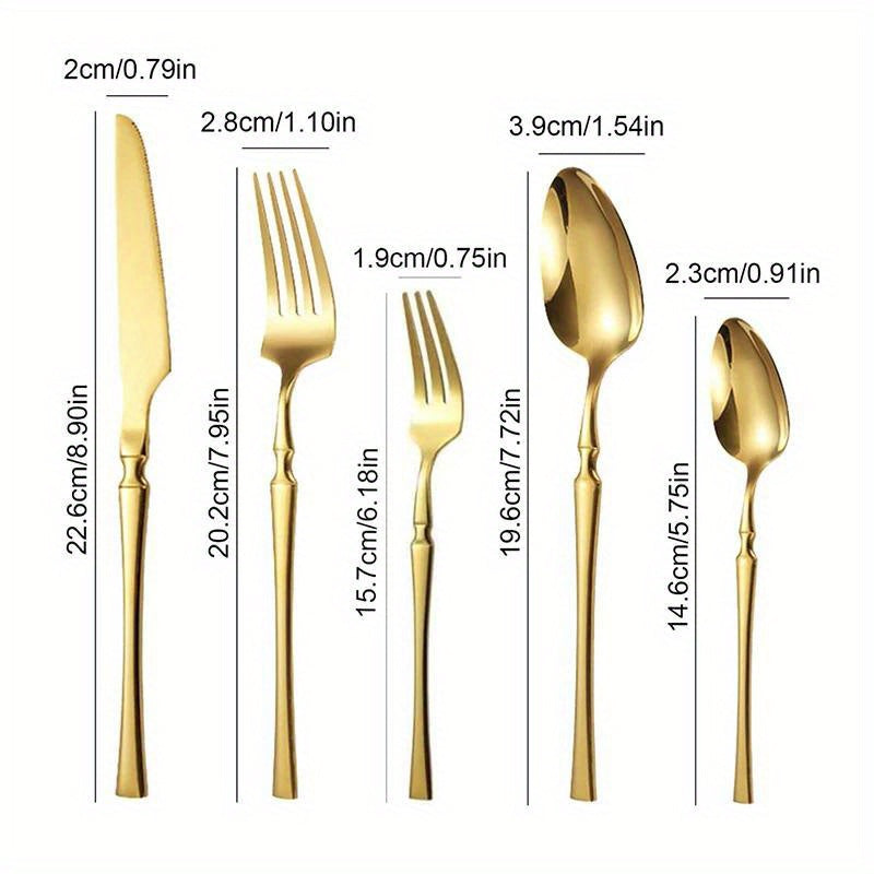 30-Piece Stainless Steel Tableware Set for Hotels Restaurants Banquets with Steak Knife Fork Spoon