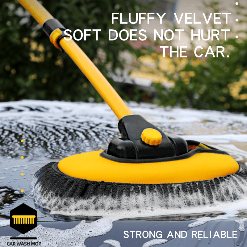 Telescopic Car Wash Mop with Adjustable Angle Head Lightweight Aluminum Handle Microfiber Bristles