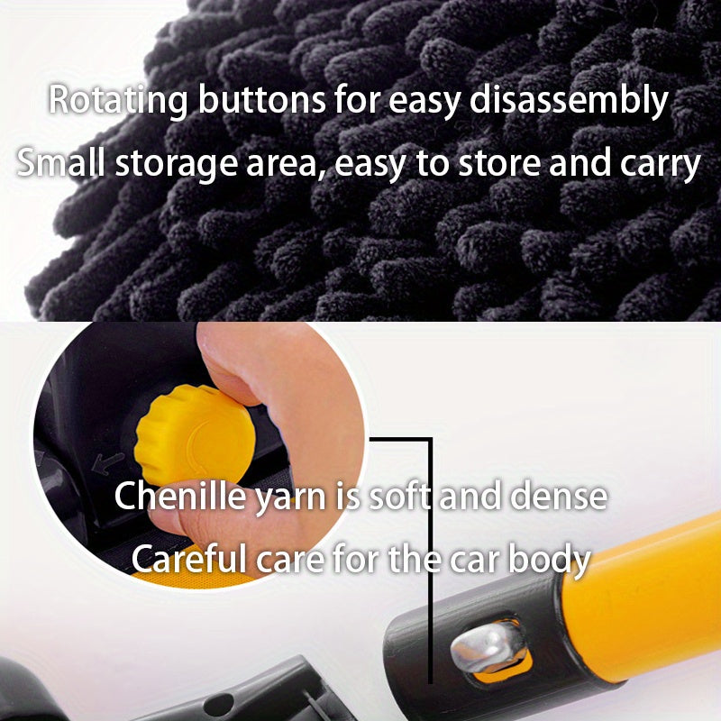 Telescopic Car Wash Mop with Adjustable Angle Head Lightweight Aluminum Handle Microfiber Bristles