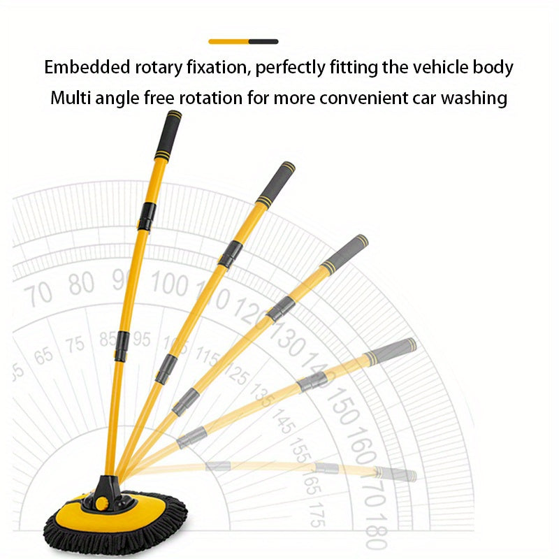 Telescopic Car Wash Mop with Adjustable Angle Head Lightweight Aluminum Handle Microfiber Bristles