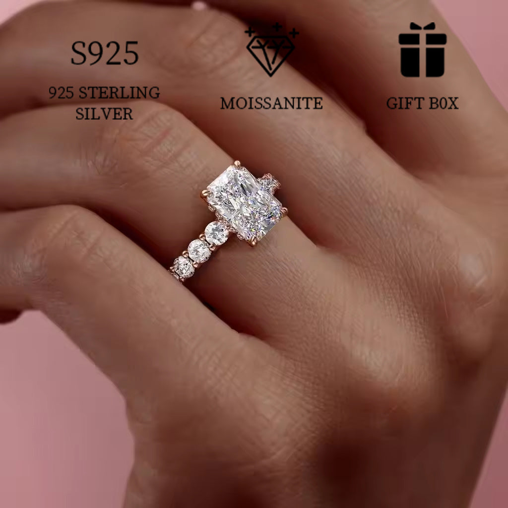 Women’s Moissanite Engagement Ring 2ct Prong Set Sterling Silver Boho Wedding