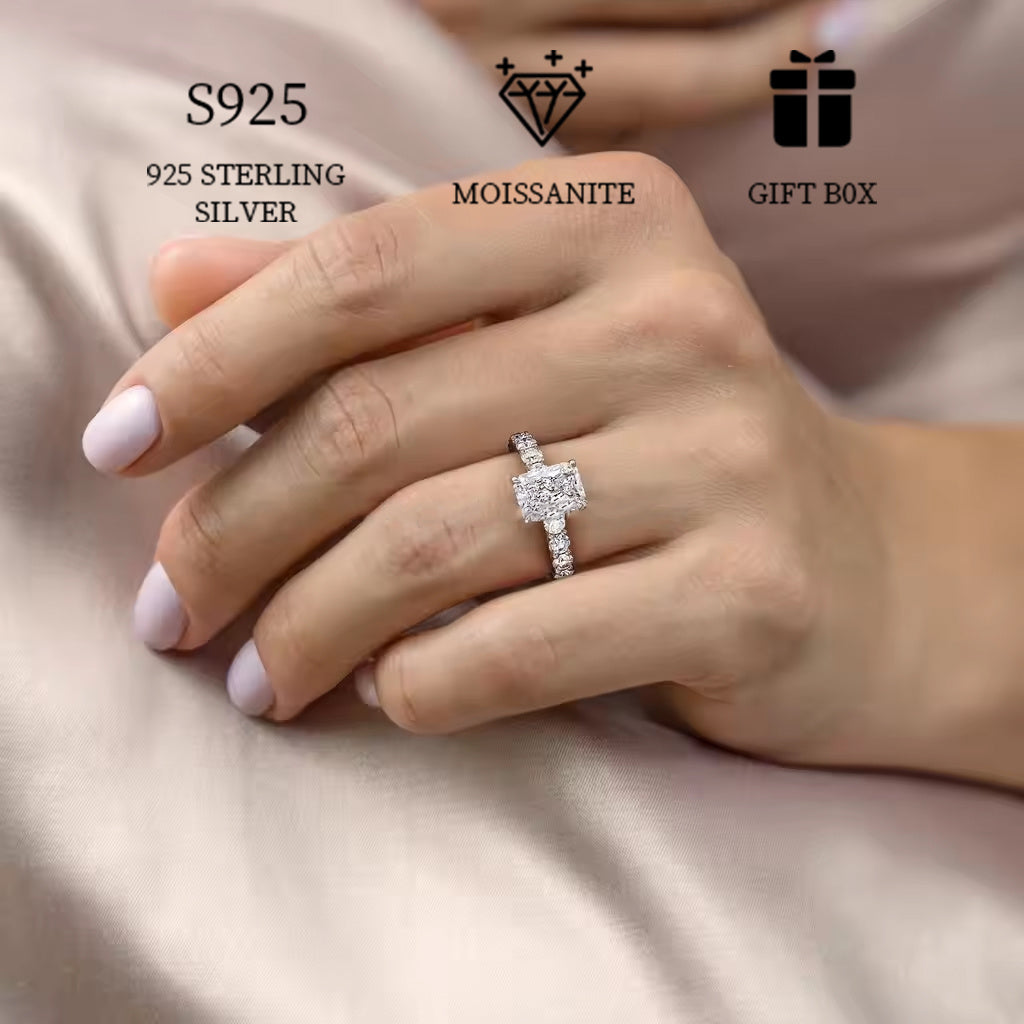 Women’s Moissanite Engagement Ring 2ct Prong Set Sterling Silver Boho Wedding