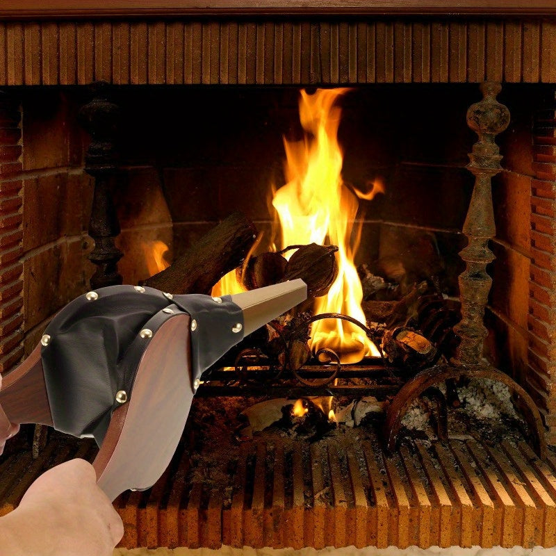 Handheld Bellows Duster for BBQs and Stoves, Faux Leather, Portable, Manual Operation