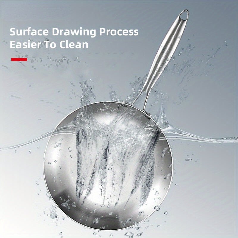 Stainless Steel Frying Pan 24cm Flat Bottom Non-Stick Dishwasher Safe Kitchen Cookware