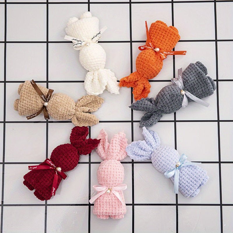Cute Rabbit Pattern Washcloth Bath Towel Absorbent Quick-Drying Super Soft Skin-Friendly