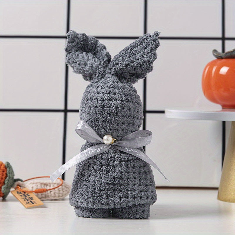 Cute Rabbit Pattern Washcloth Bath Towel Absorbent Quick-Drying Super Soft Skin-Friendly