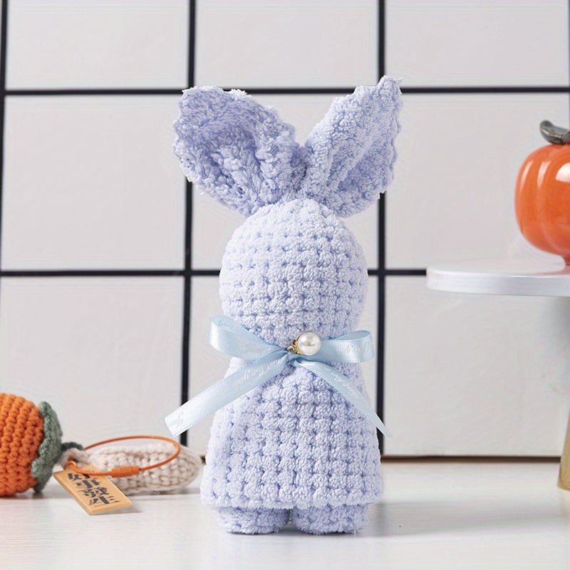 Cute Rabbit Pattern Washcloth Bath Towel Absorbent Quick-Drying Super Soft Skin-Friendly