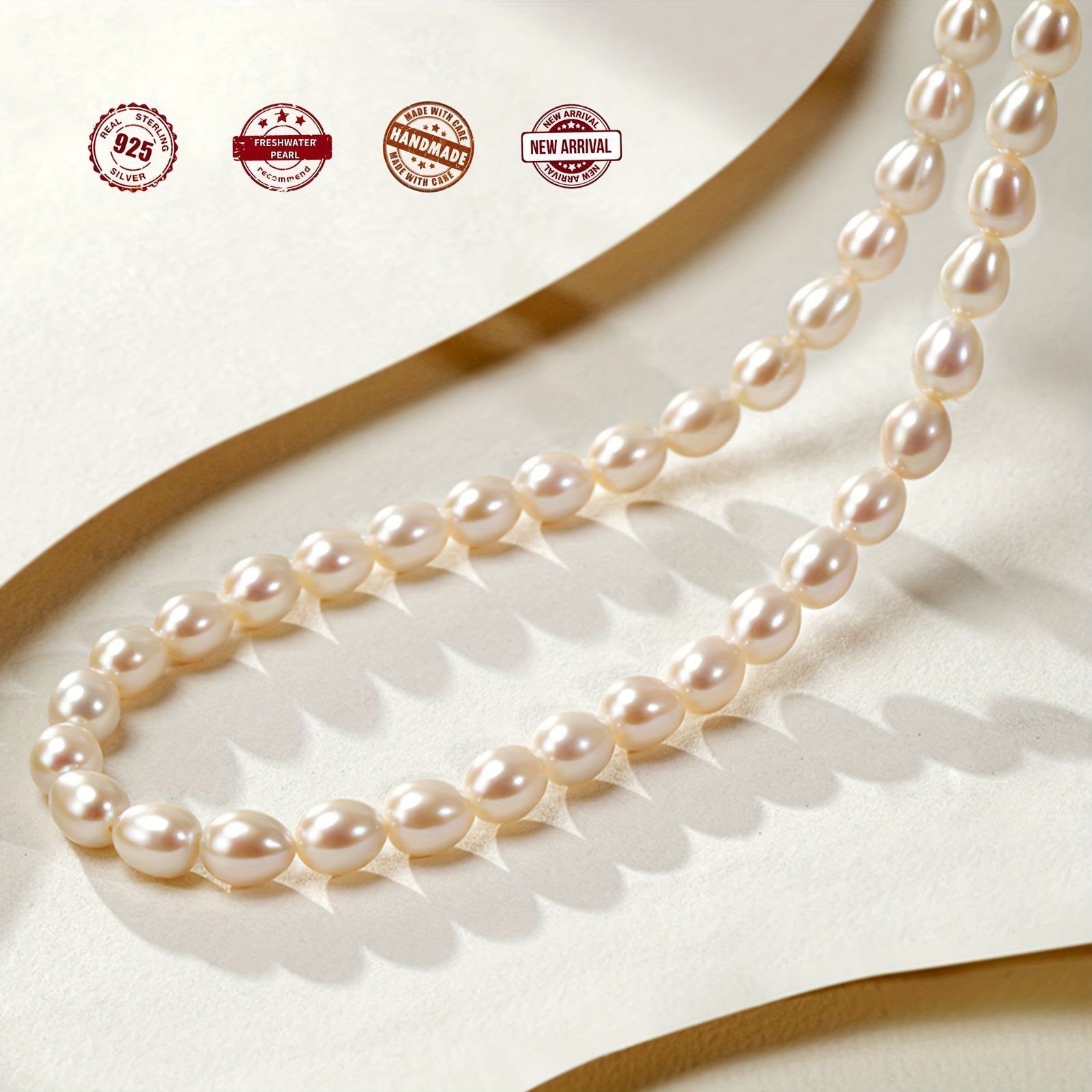 Freshwater Pearl Necklace with Silver-Plated Natural Pearl and Gift Box