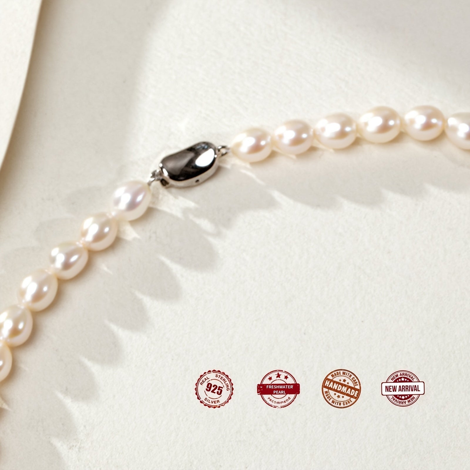 Freshwater Pearl Necklace with Silver-Plated Natural Pearl and Gift Box