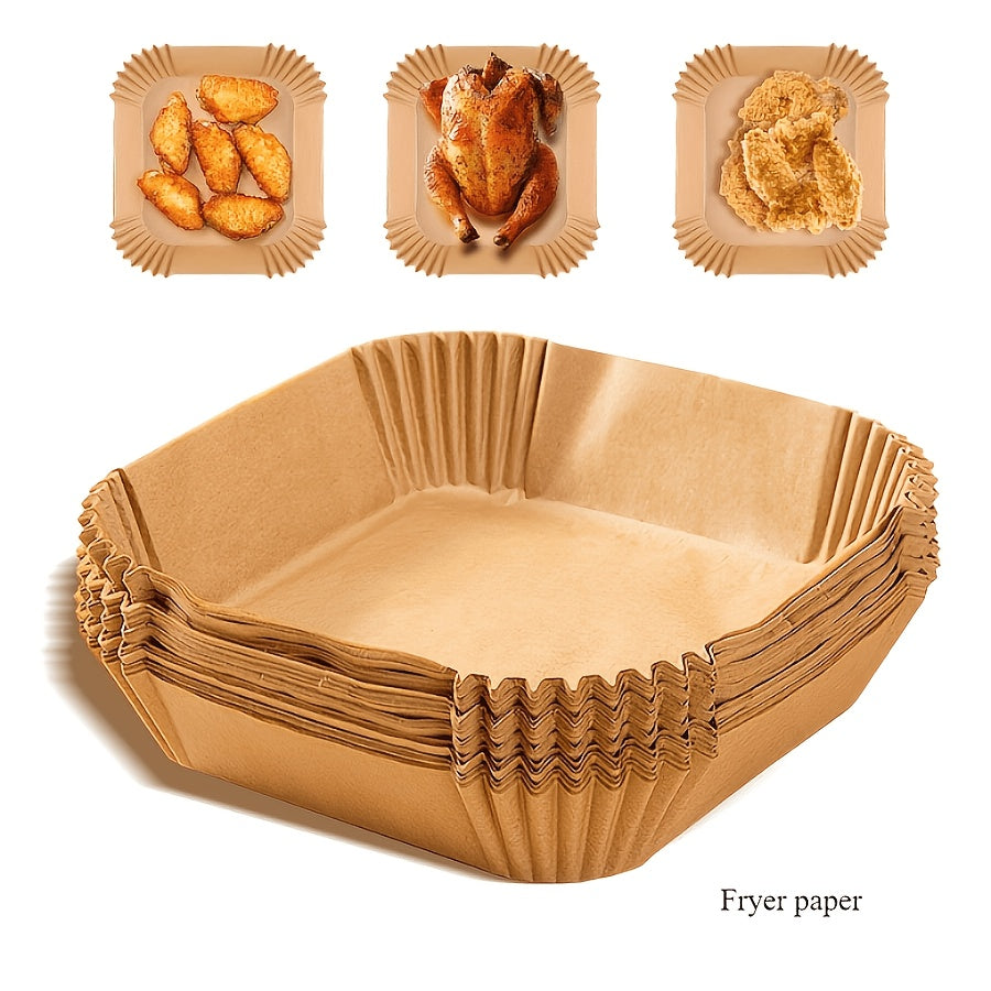 Bir martalik qog'oz linzalar uchun havo fritöz pishirish listlari yopishmaydigan, oziq-ovqat uchun xavfsiz, 50 yoki 100 dona