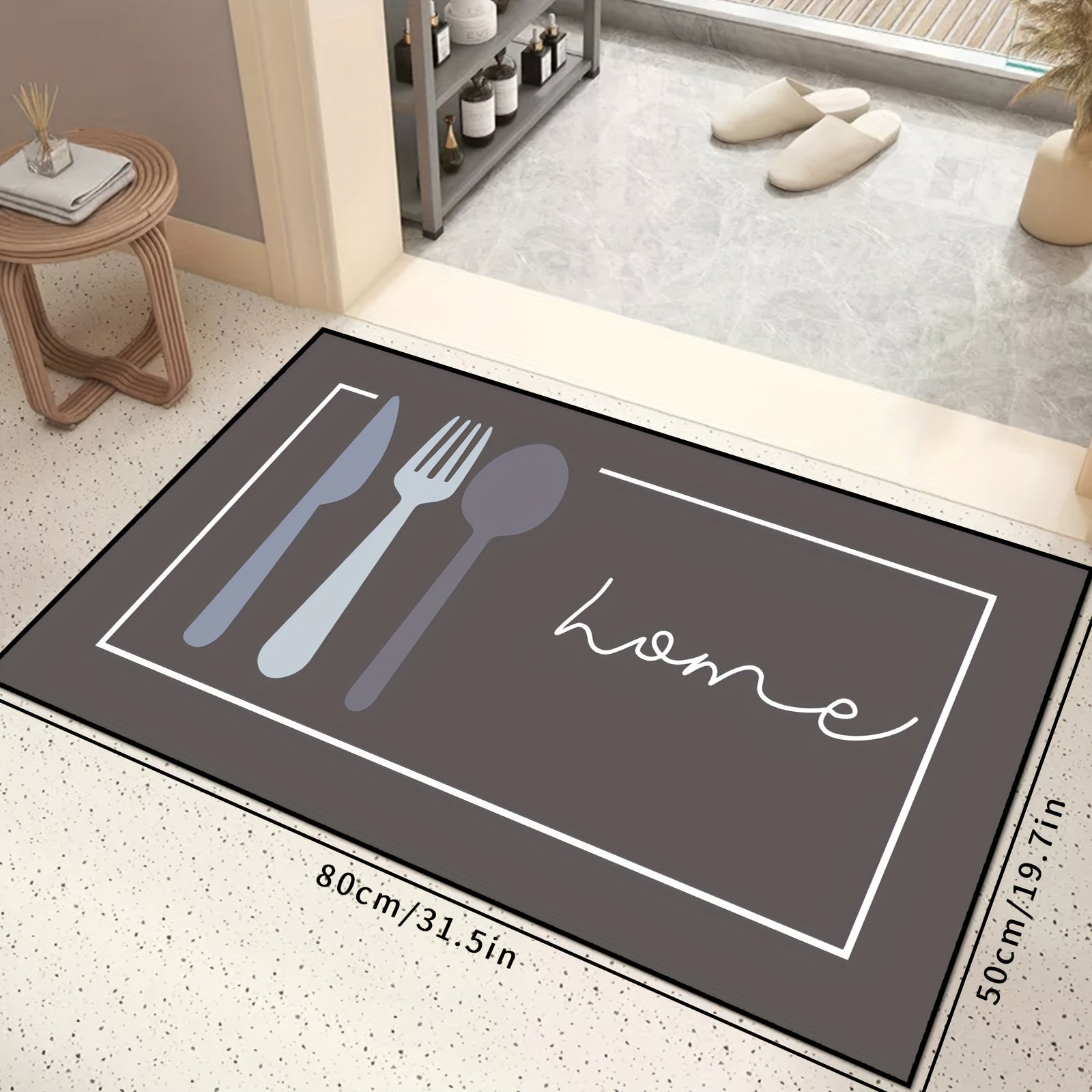 Washable Non-Slip Kitchen Floor Mat with Home Design Durable Polyester Carpet