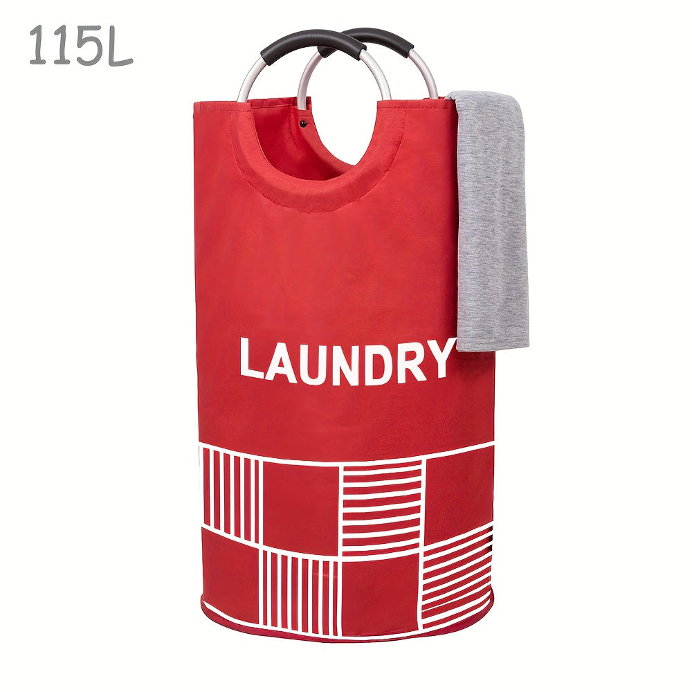 Waterproof Laundry Basket with Padded Handles 82L Collapsible Storage for Bathroom Dorm Balcony