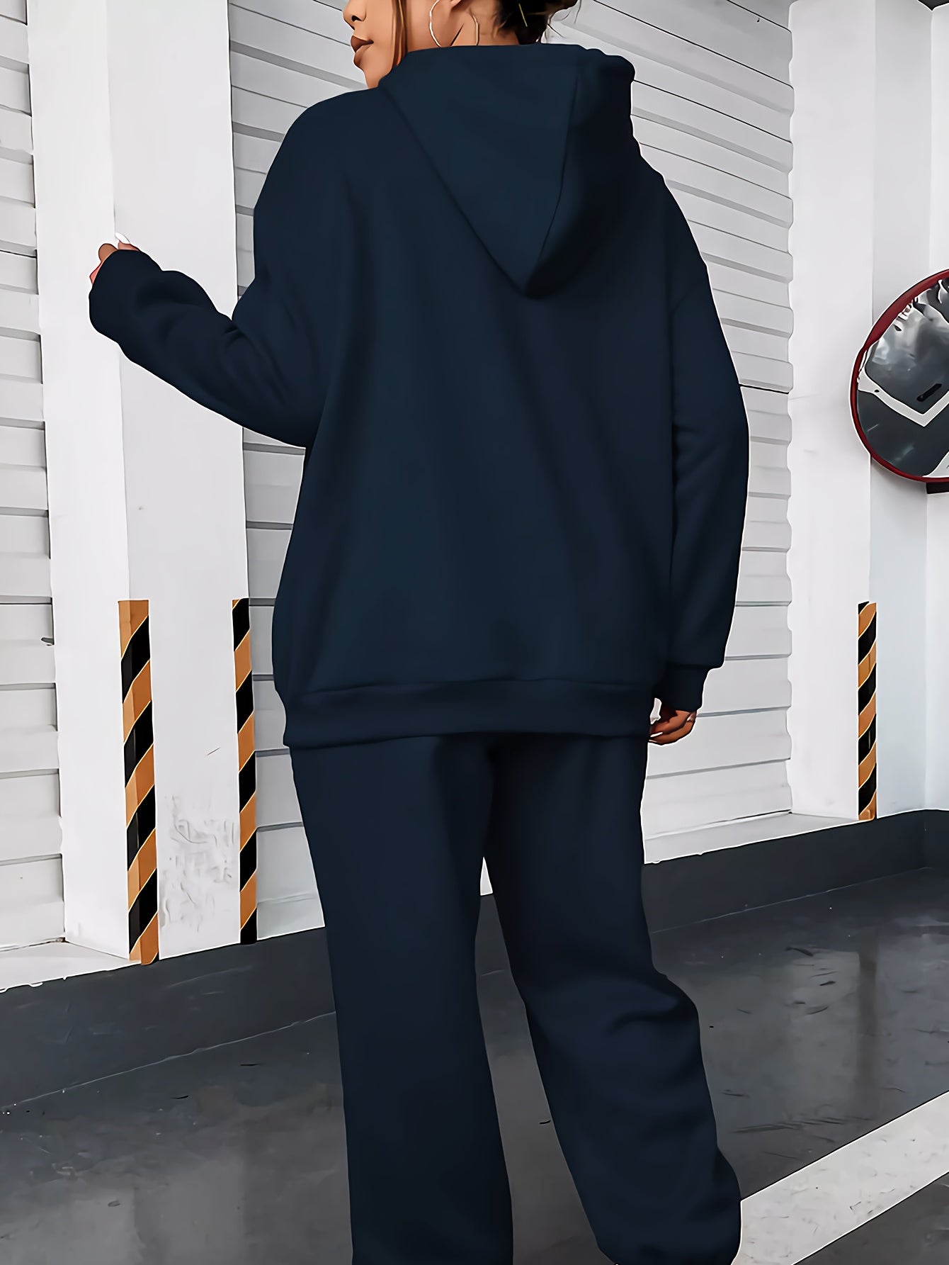 Conjunto de pantalones de punto con letra casual para mujer con sudadera con capucha de manga larga y pantalones jogger
