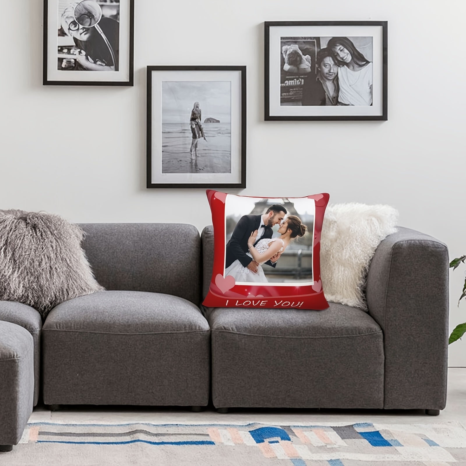 Personalized Fleece Plush Pillow for Anniversary and Valentine's Day with Custom Photo