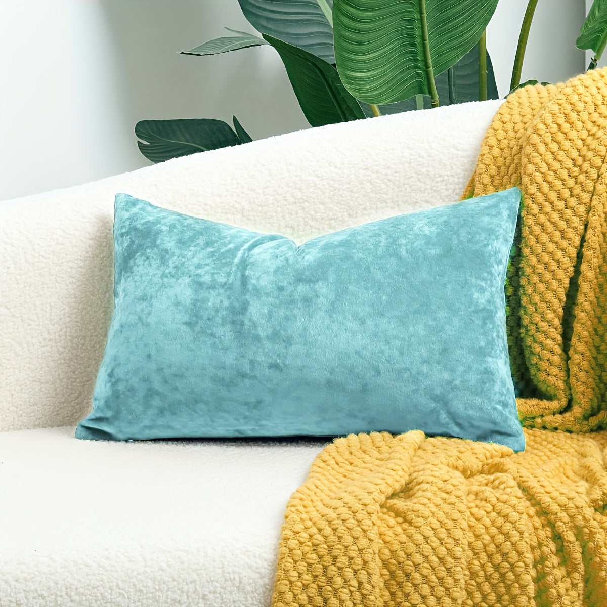 Velvet Throw Pillow Cover with Speckled Texture for Sofa and Bed 100% Polyester