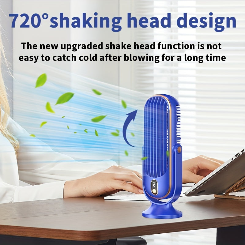 Portable Air Conditioner Fan with 720° Oscillation Dual Motors USB Rechargeable 5-Speed