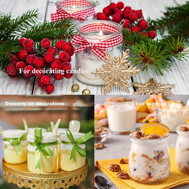 Set of 6 Glass Jars 150ml with Flip Top Lids for Yogurt Pudding Honey Jam Reusable