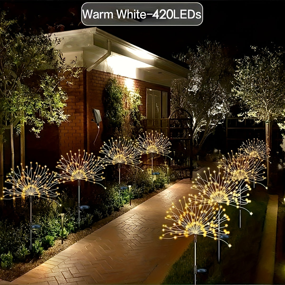 Solar-Powered Outdoor Fireworks Lights with 8 Modes 200LED 150LED 60LED