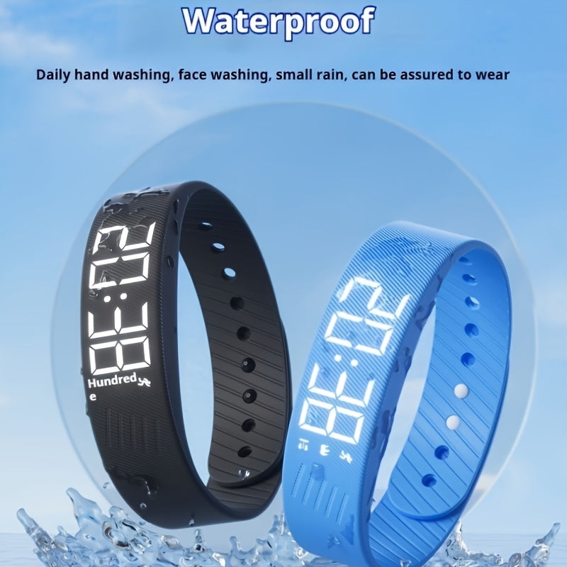 Digital Smartwatch for Students and Sports Enthusiasts White and Black Luminous Display Timer Alarm Silicone Band Rechargeable
