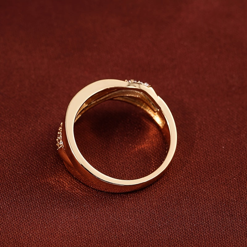 18K Gold Plated Zirconia Cross Ring for Women and Girls Elegant Jewelry