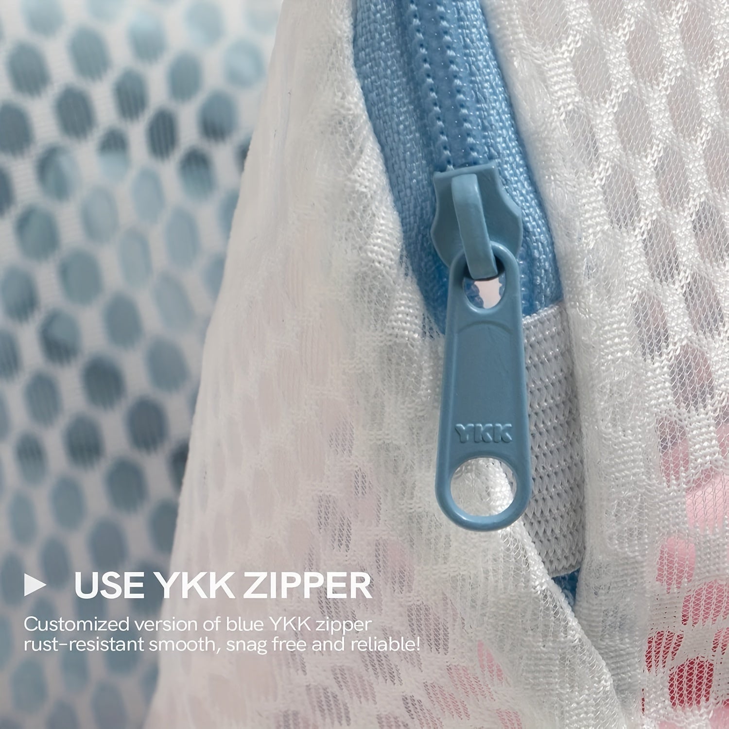 Laundry Mesh Bag Set of 2 Blue Handles 30x20 cm for Delicates and Travel