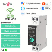 Tongou Smart WiFi MCB avtomatik o'chirgichi 1-63A ga moslashtiriladigan, ortiqcha oqim va past voltajdan himoya, quvvat ko'rsatkichini, Tuya/SmartLife ilovalari orqali masofadan boshqarish, Amazon bilan ovozli boshqaruv xususiyatlariga ega.