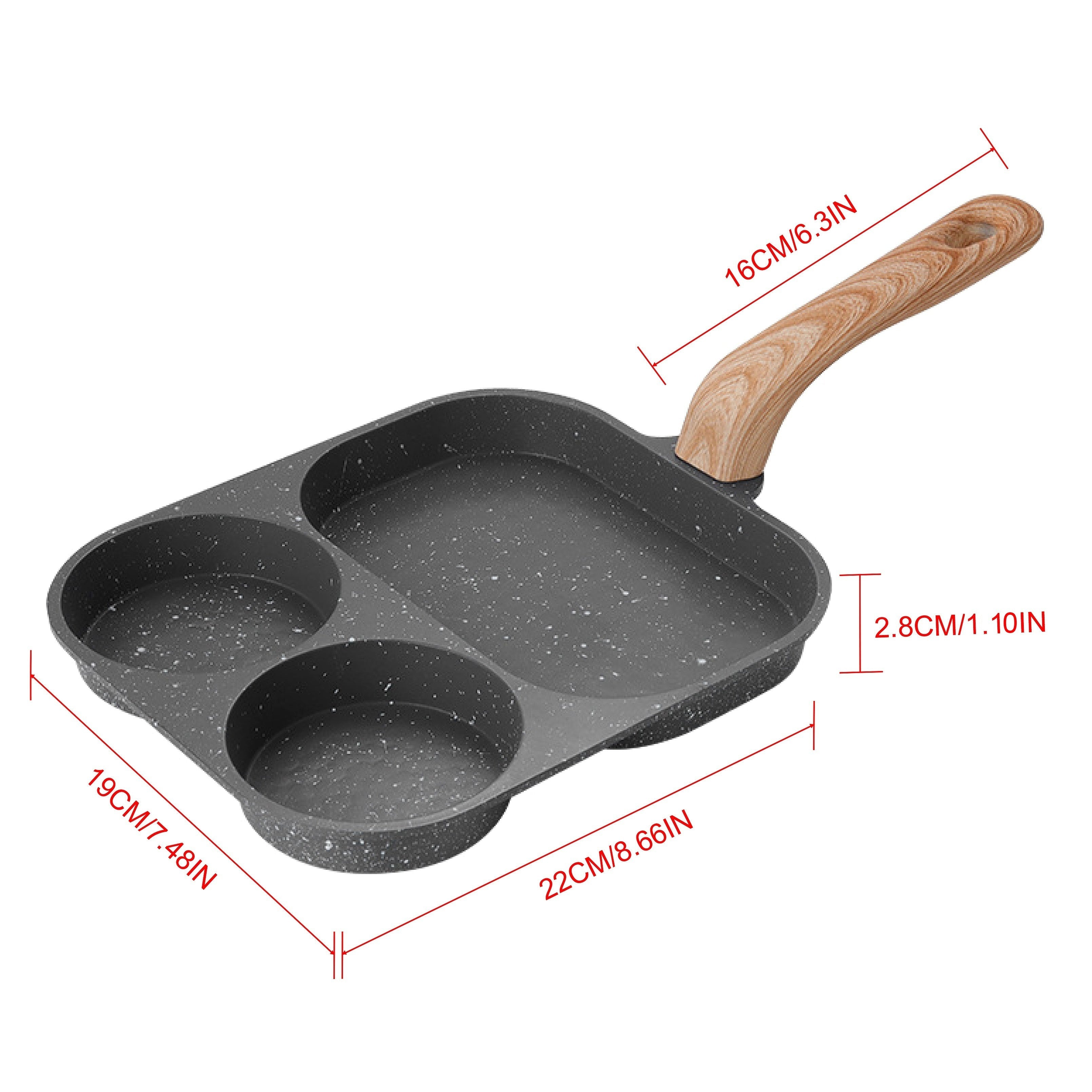 3-in-1 Non-Stick Aluminum Frying Pan for Eggs and Pancakes Induction Gas Stove Multi-Section Breakfast Skillet