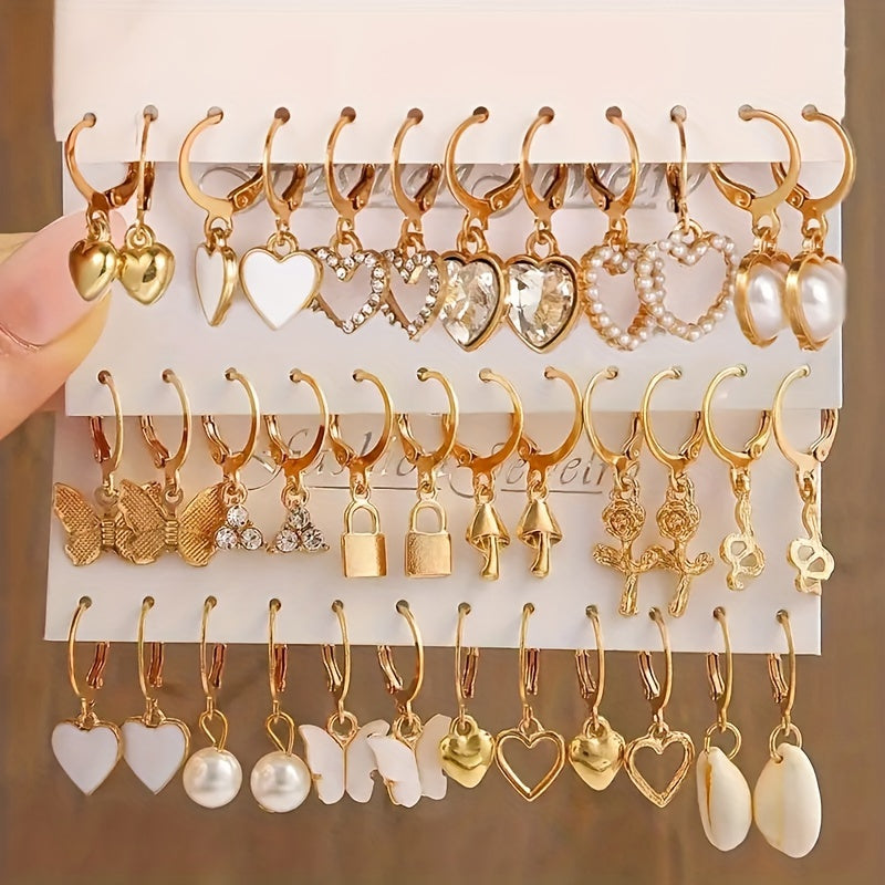 Ko'p maqsadli sirg'alar to'plami, yuraklar, kapalaklar, gullar va qo'ziqorinlar kabi nafis va oddiy dizaynlarga ega, zanglamaydigan po'latdan tayyorlangan postlar bilan sink qotishmasidan yasalgan, har kuni kiyish uchun mos.