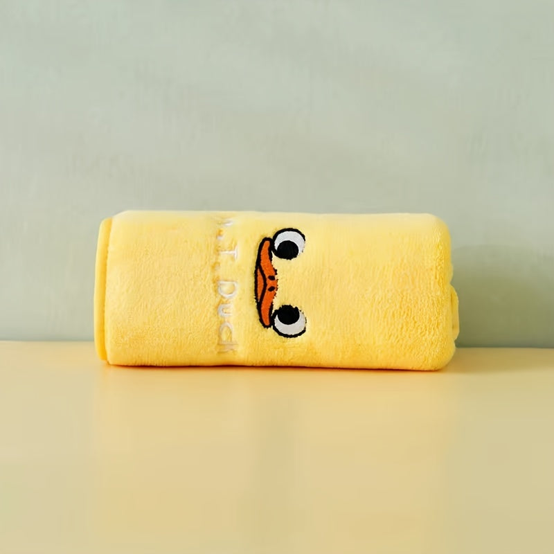 Набор полотенец с желтым утенком из 3-х штук: мягкие, впитывающие полотенца для ванной и лица, включает в себя ванное, ручное и квадратное полотенца; идеально подходит для использования в ванной.